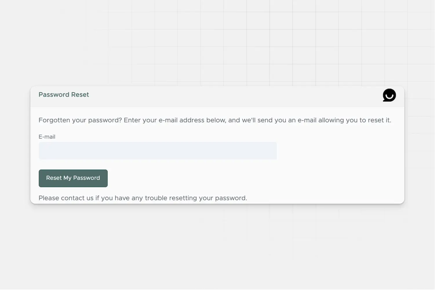 reset password screen for Billy.Chat