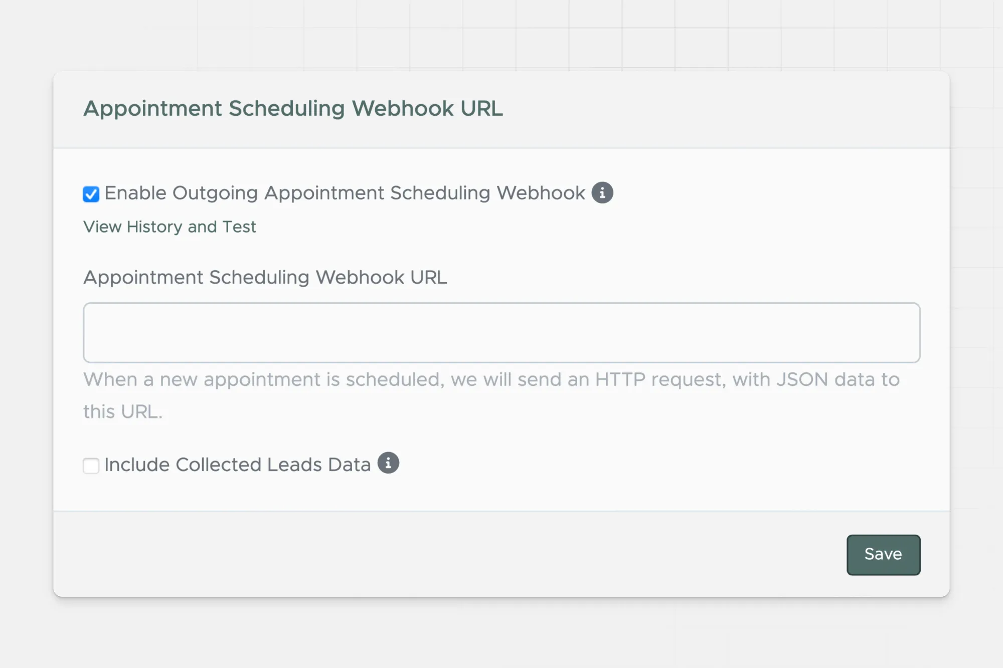 appointment scheduling webhook url