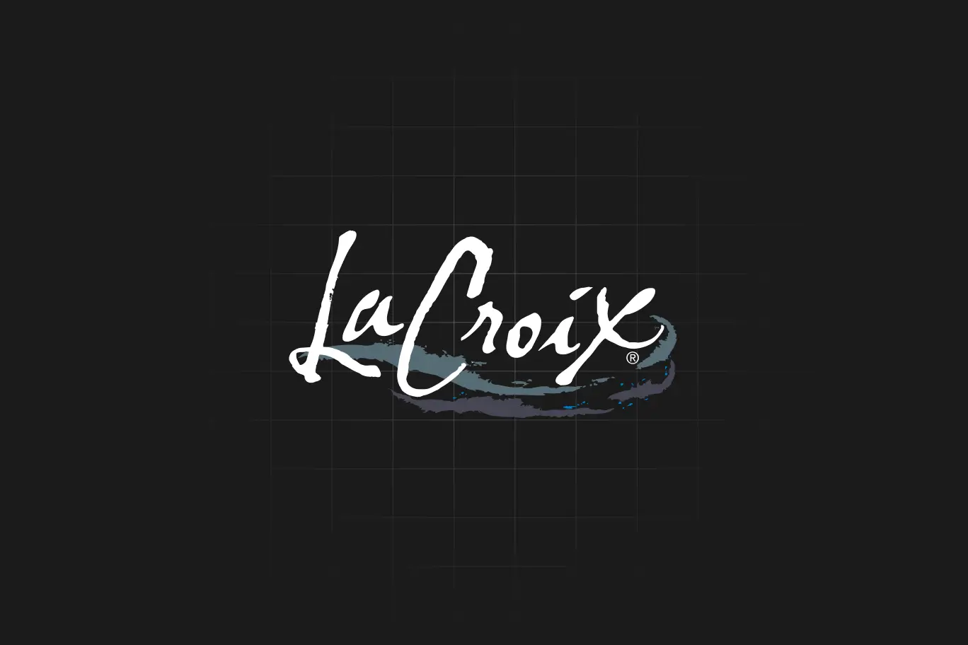 Logo LaCroix on dark grey with squared lines